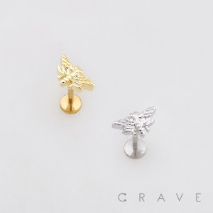 MOTH INSECT TOP PUSHIN (THREADLESS) 316L SURGICAL STEEL LABRET SET